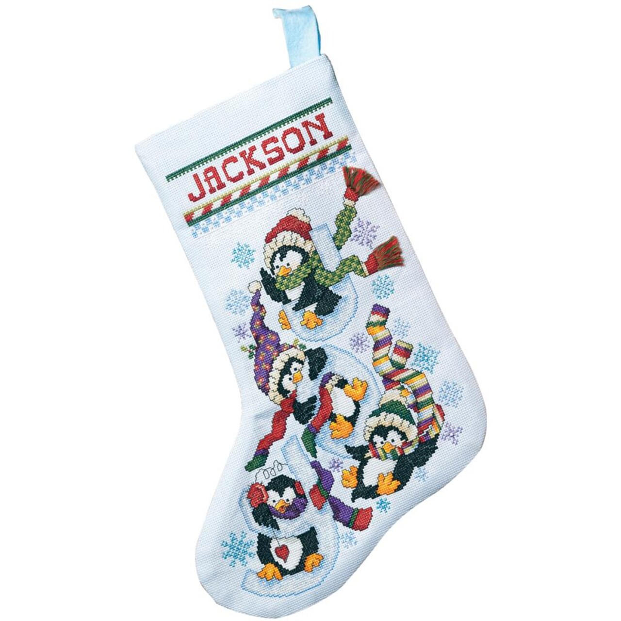 DIY Janlynn Penguin Joy Christmas Counted Cross Stitch Stocking Kit